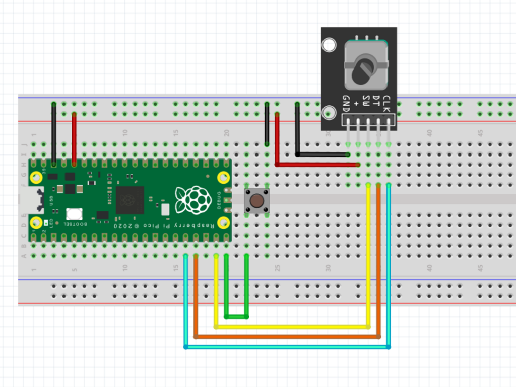 How to wire the Pico to the rotary encoder and button